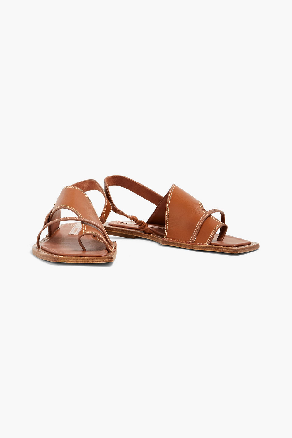 Shop Zimmermann Studded Leather Slingback Sandals In Tan