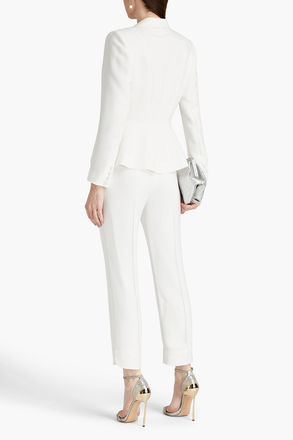 Shop Catherine Deane Milani Cropped Stretch-crepe Straight-leg Pants In White