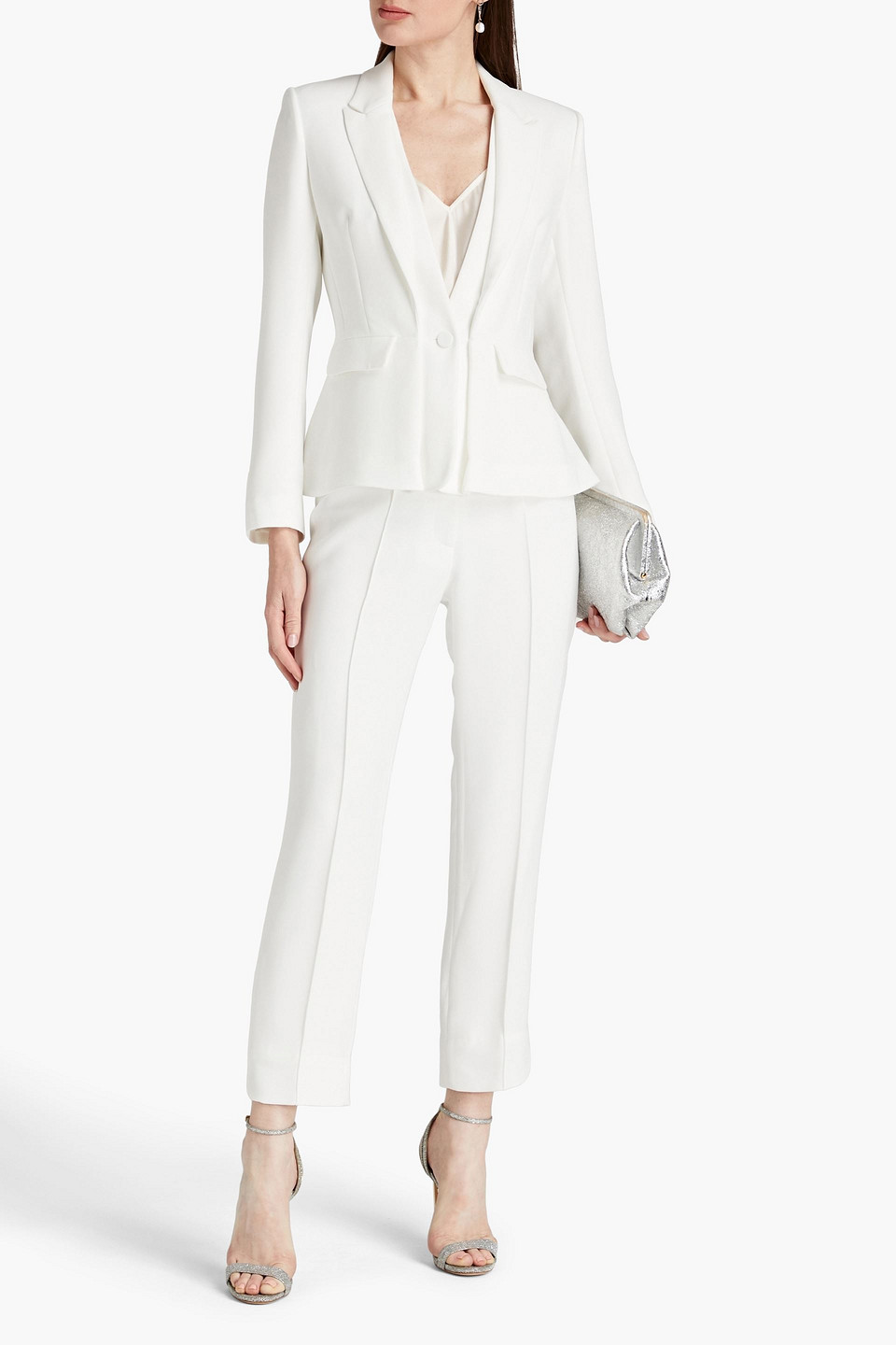 Shop Catherine Deane Milani Cropped Stretch-crepe Straight-leg Pants In White