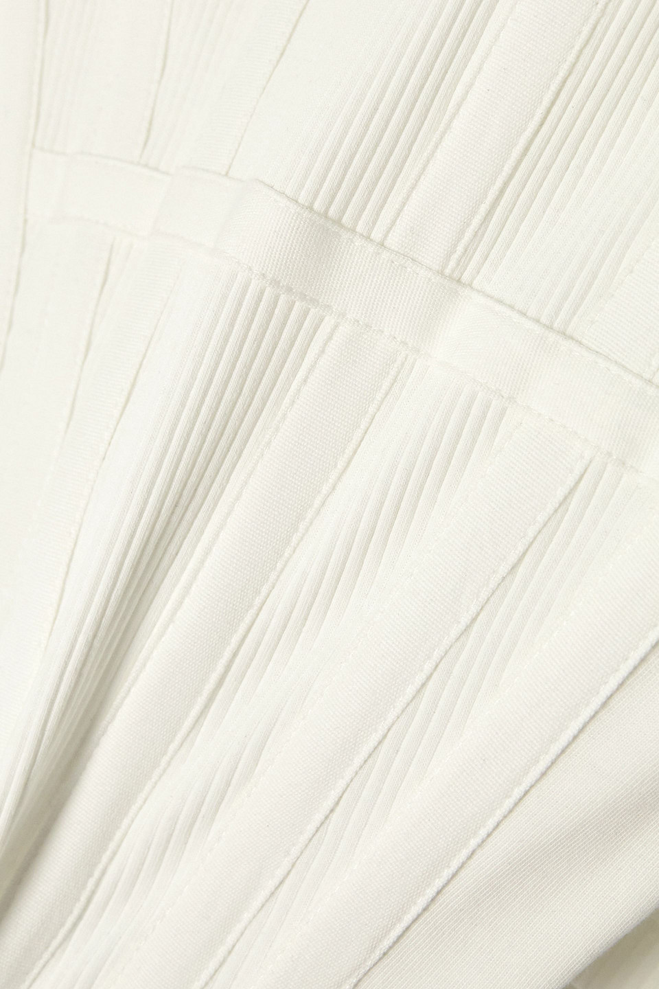 Dion Lee Cropped Grosgrain-trimmed Ribbed Stretch-cotton Jersey T-shirt In Ivory