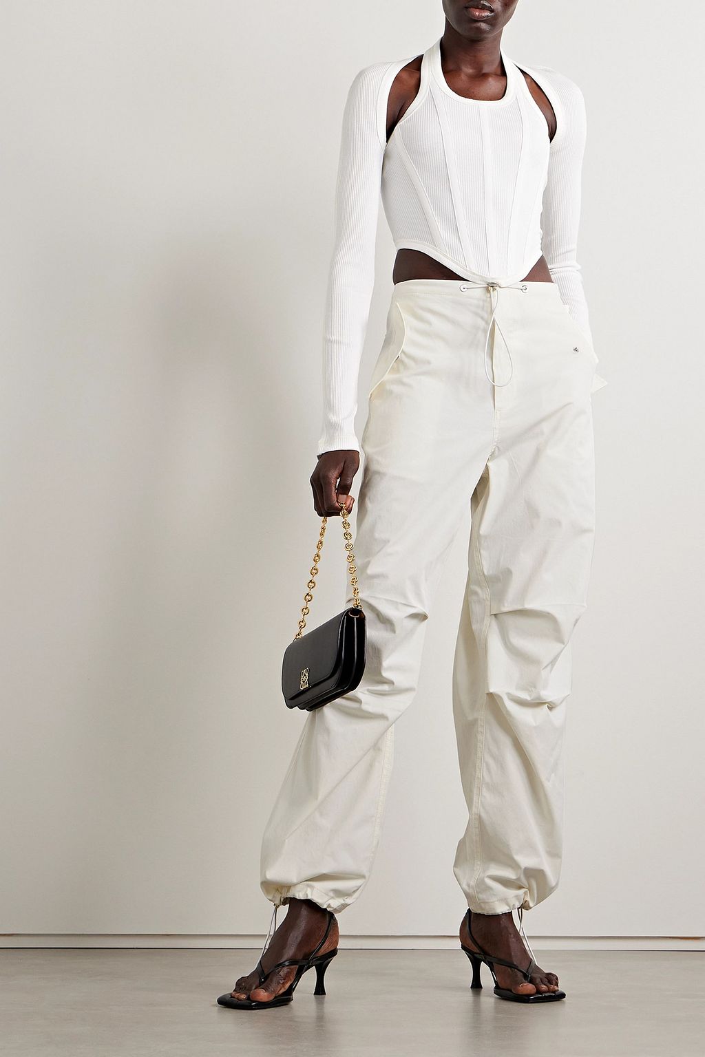 DION LEE بنطال كارغو Toggle Parachute بأرجل مستقيمة من مزيج قطن تويل