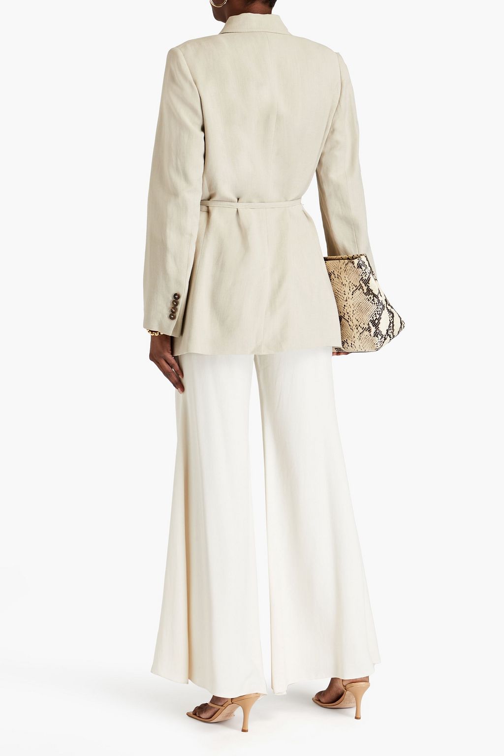 BRUNELLO CUCINELLI Double-breasted embellished slub-twill blazer