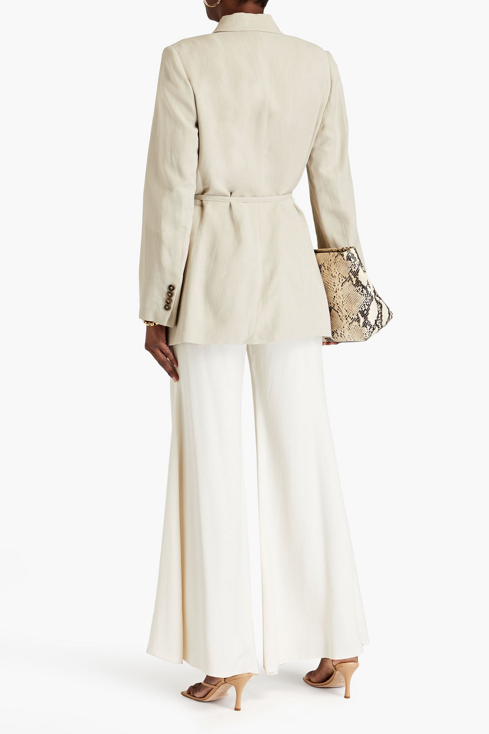  Brunello Cucinelli - Doppelreihiger Blazer Aus Twill Mit Flammgarneffekt Und Verzierung - Neutral - It 42 