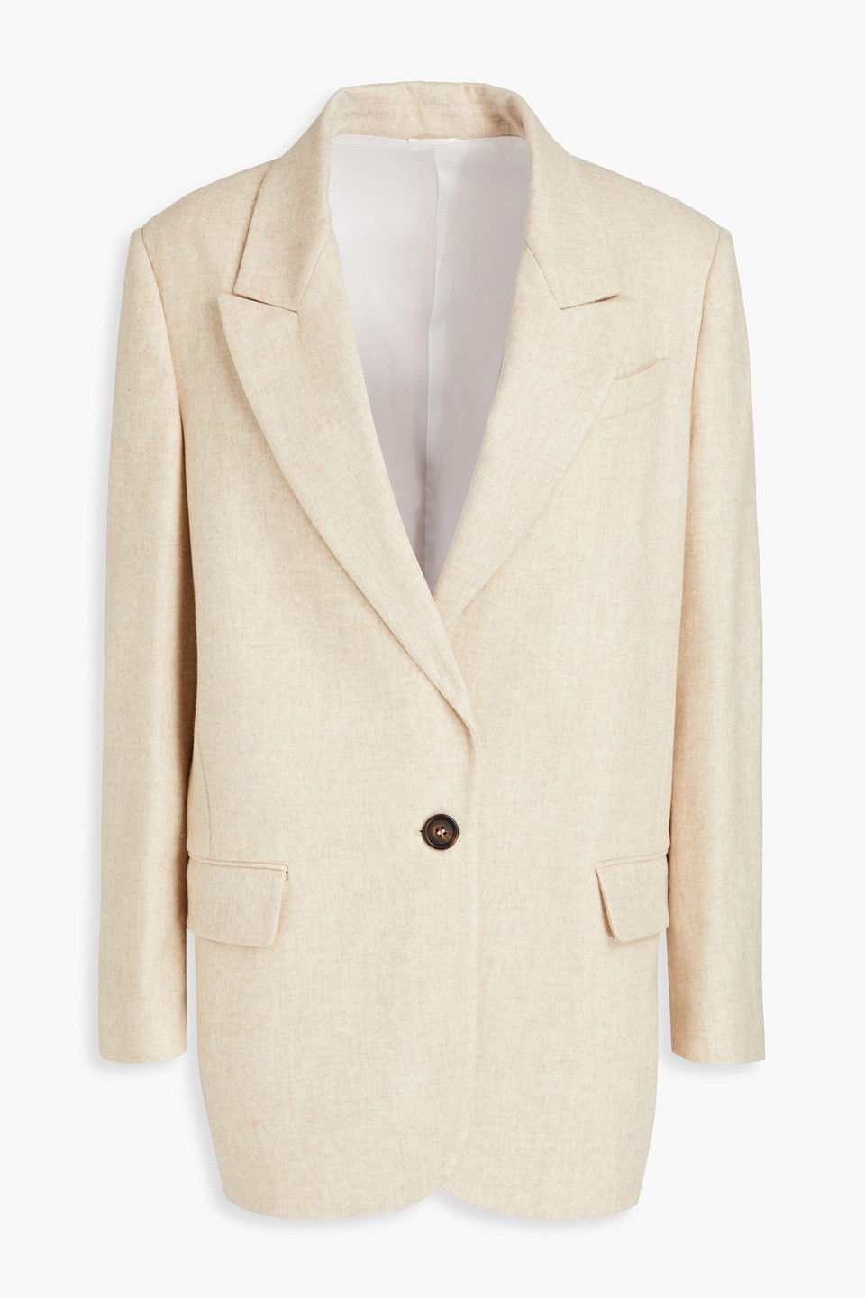 Brunello Cucinelli Melierter Blazer Aus Wolle Mit Zierperlen In Neutral