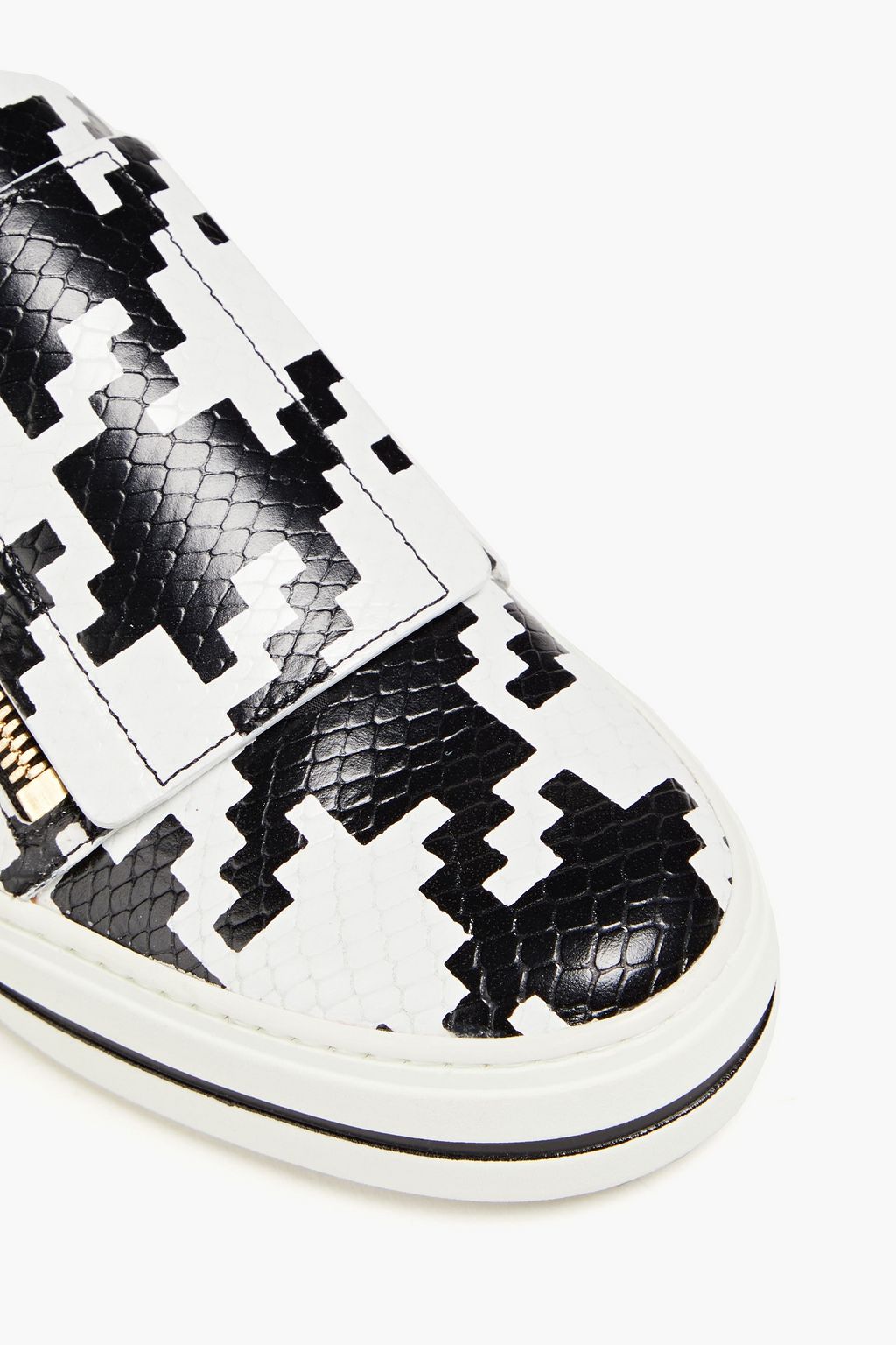ROGER VIVIER Printed snake-effect leather sneakers