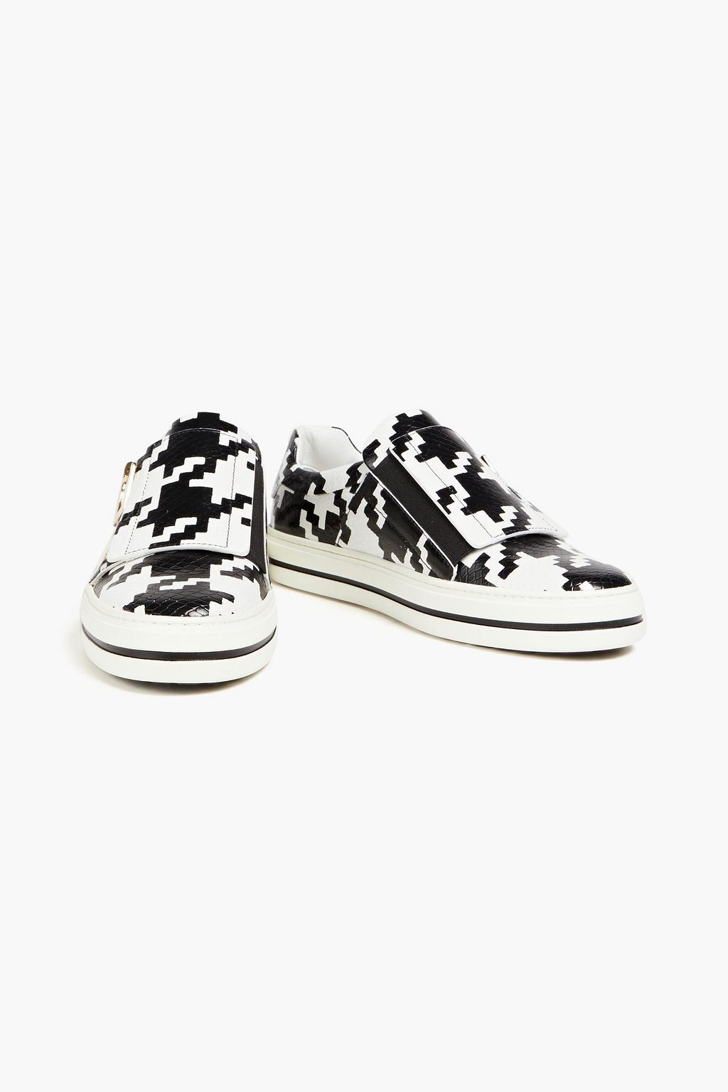 ROGER VIVIER Printed snake-effect leather sneakers