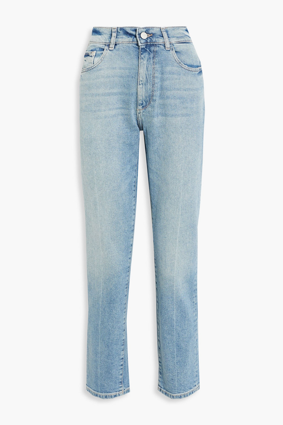 Shop Dl1961 Bella Cropped High-rise Straight-leg Jeans In Light Denim