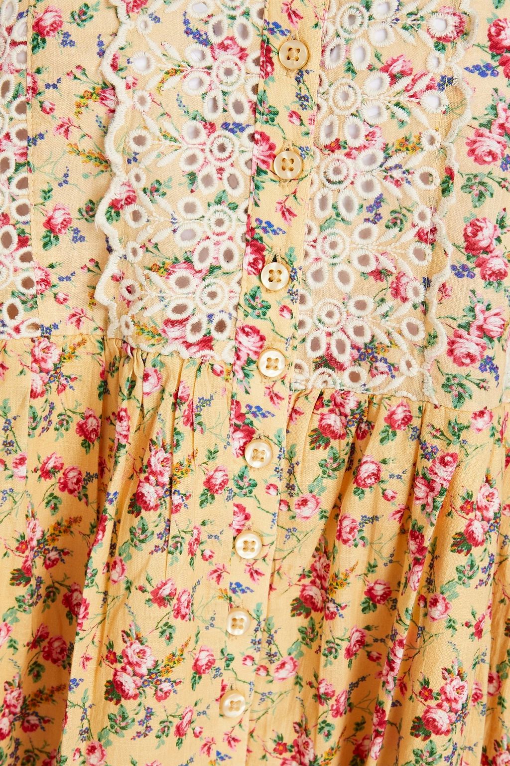 BYTIMO Gathered floral-print cotton mini shirt dress