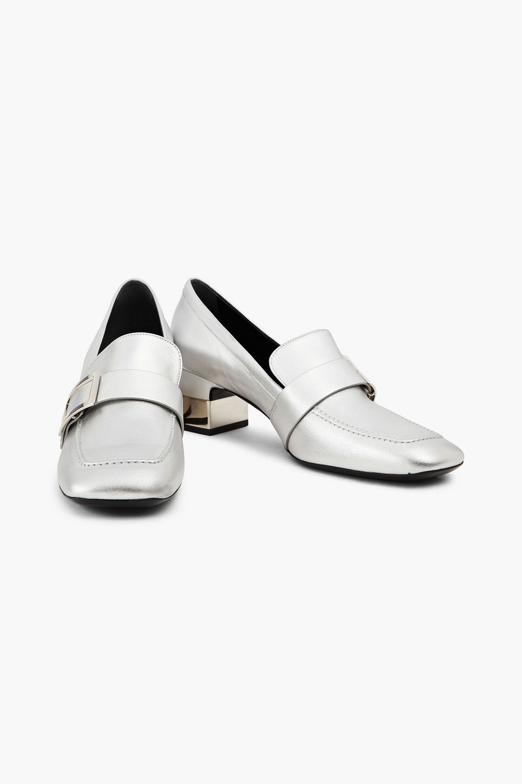 ROGER VIVIER Podium metallic leather pumps
