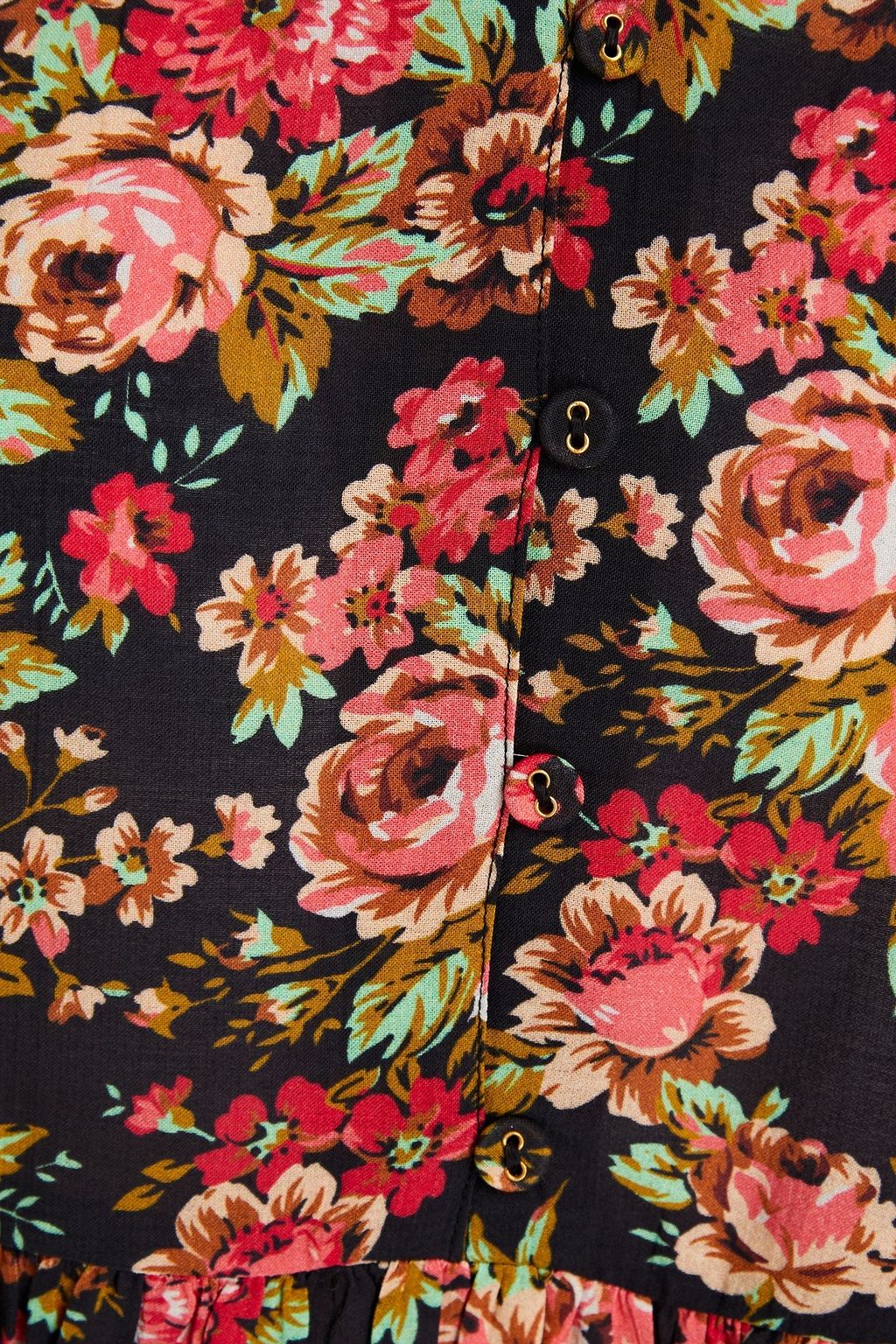 BYTIMO Gathered floral-print cotton-blend mini shirt dress