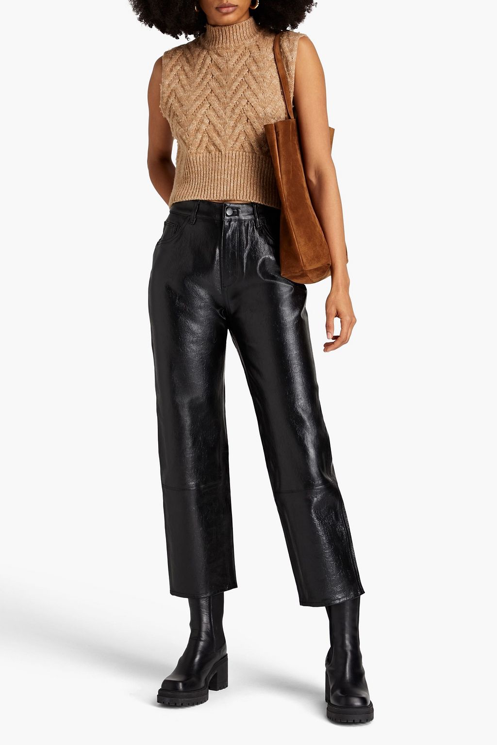DL1961 Cropped leather straightleg pants THE