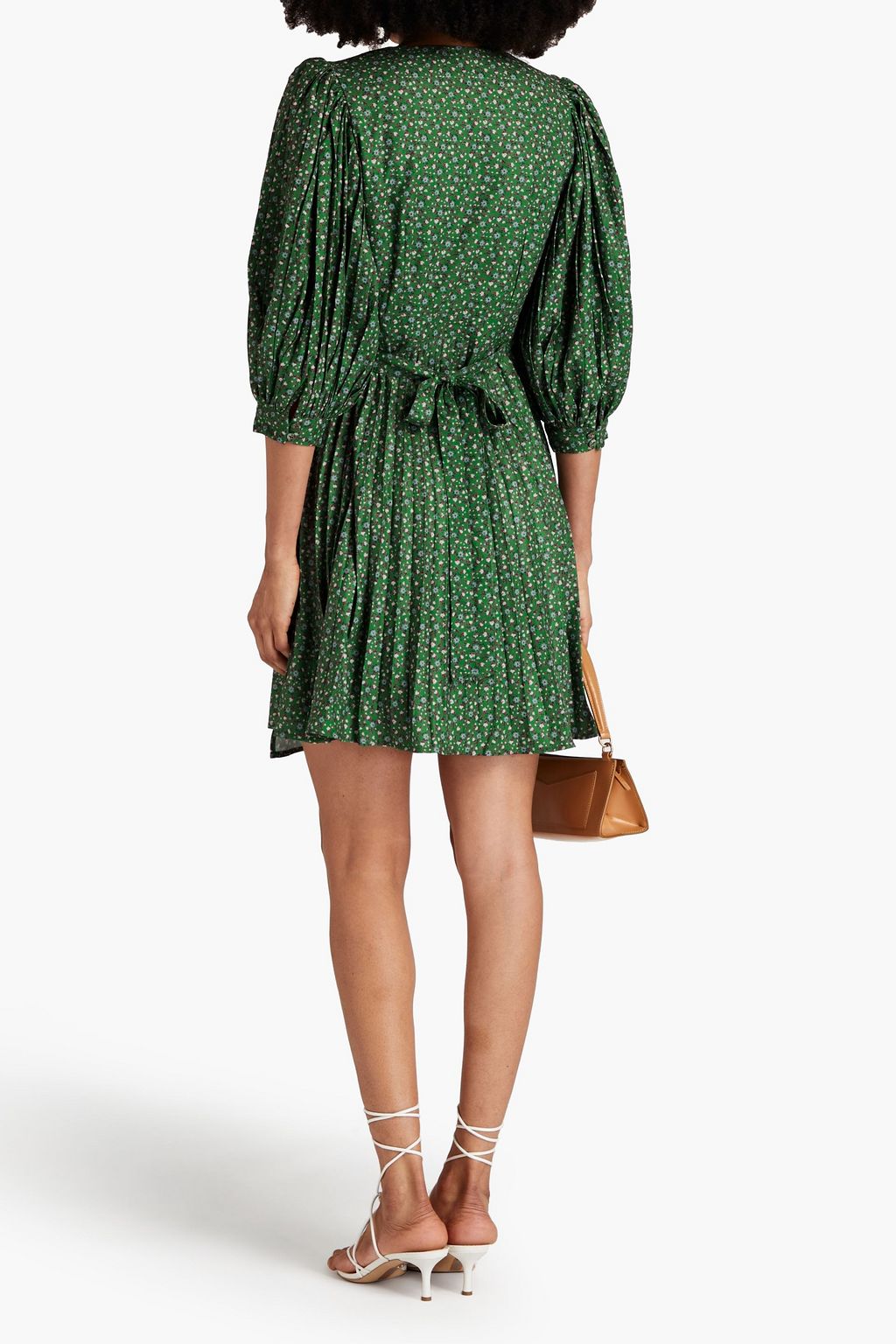 BYTIMO Pleated floral-print crepe mini wrap dress