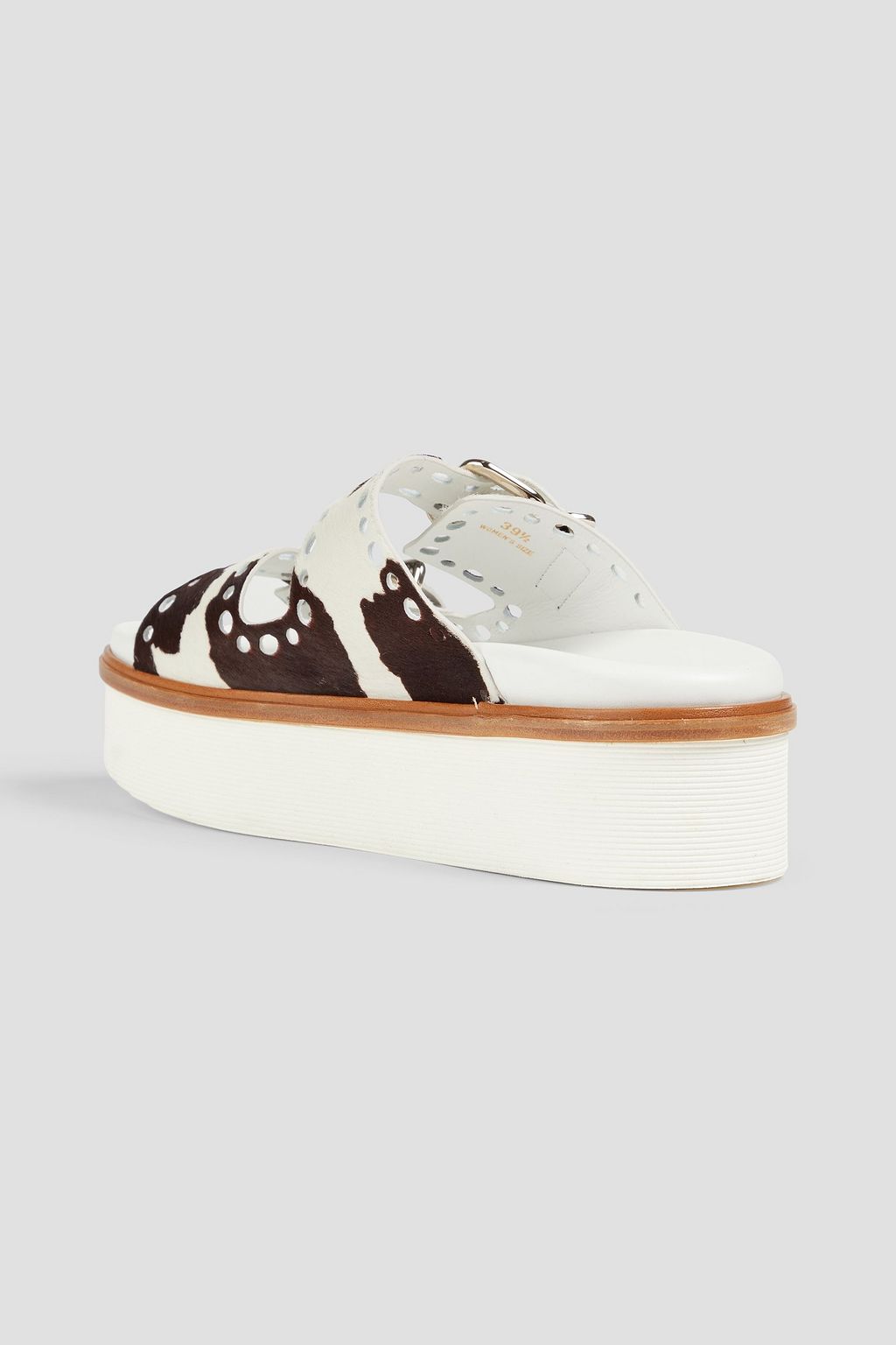 TOD'S 레이저 컷 프린트 카프 헤어 플랫폼 샌들