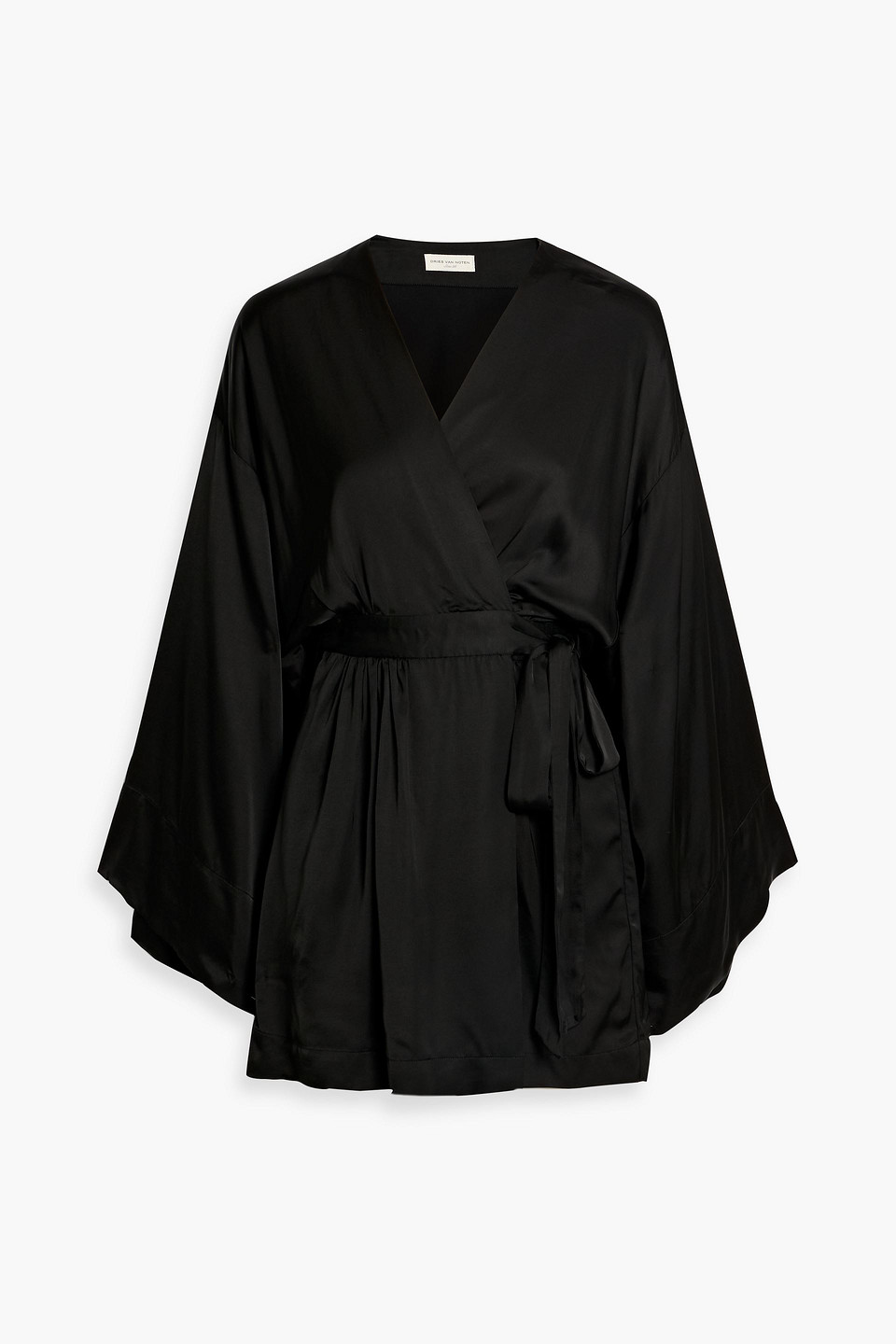 Dries Van Noten Satin Mini Wrap Dress In Burgundy