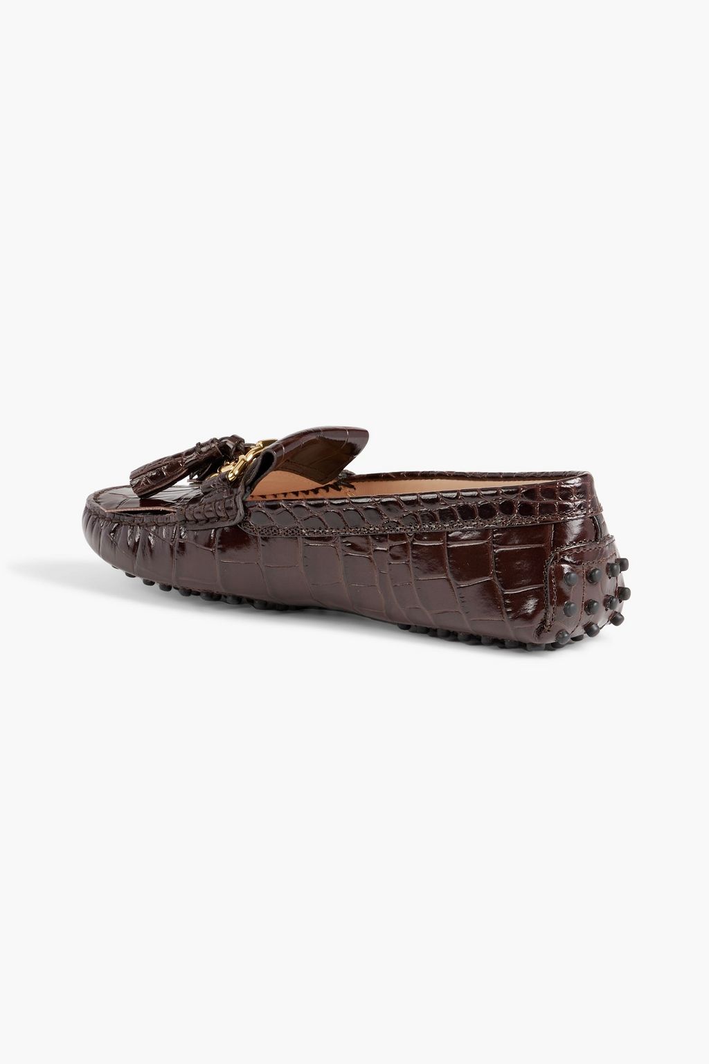 TOD'S Embellished croc-effect leather loafers