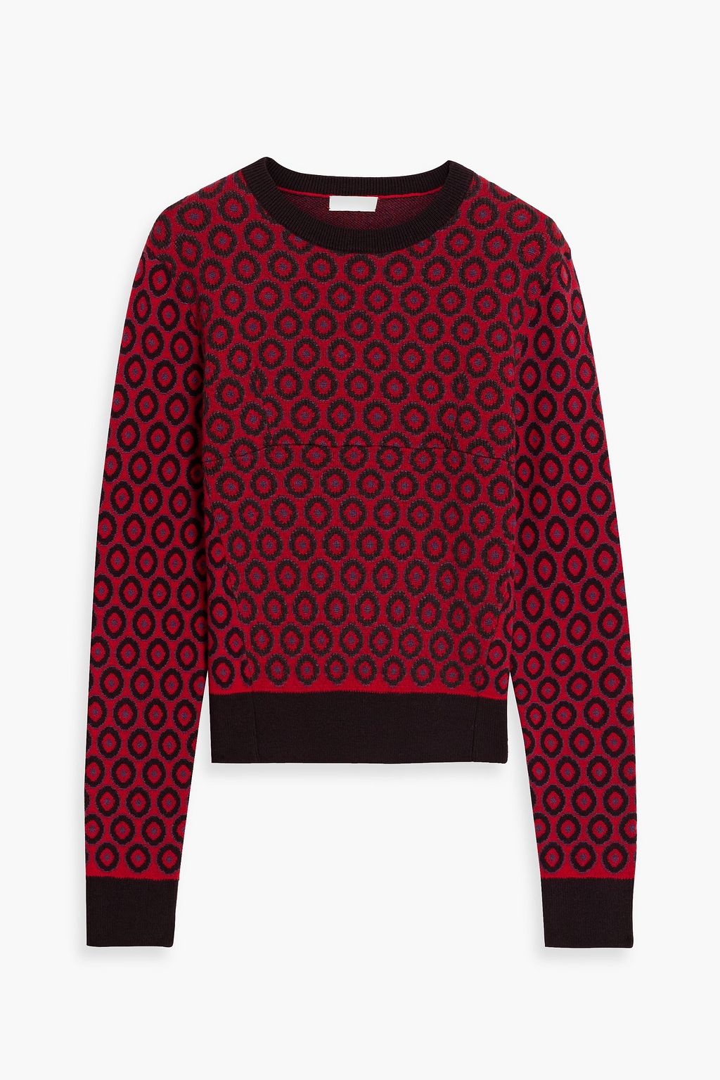 Tiny jacquard-knit merino wool sweater