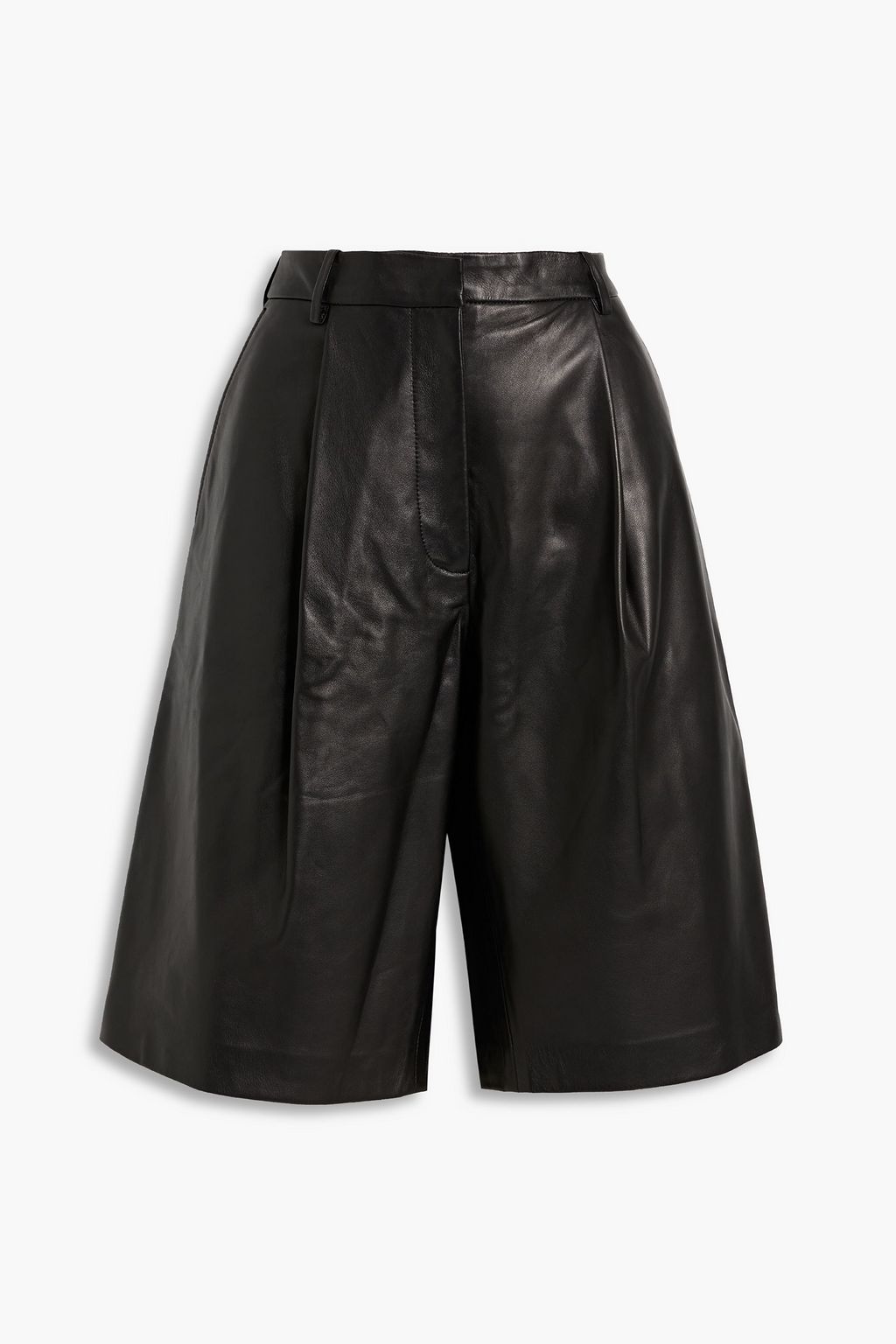 DRIES VAN NOTEN Pleated leather shorts | THE OUTNET