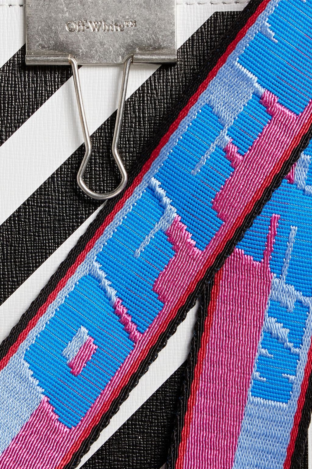 OFF-WHITE™ Striped textured-leather phone pouch