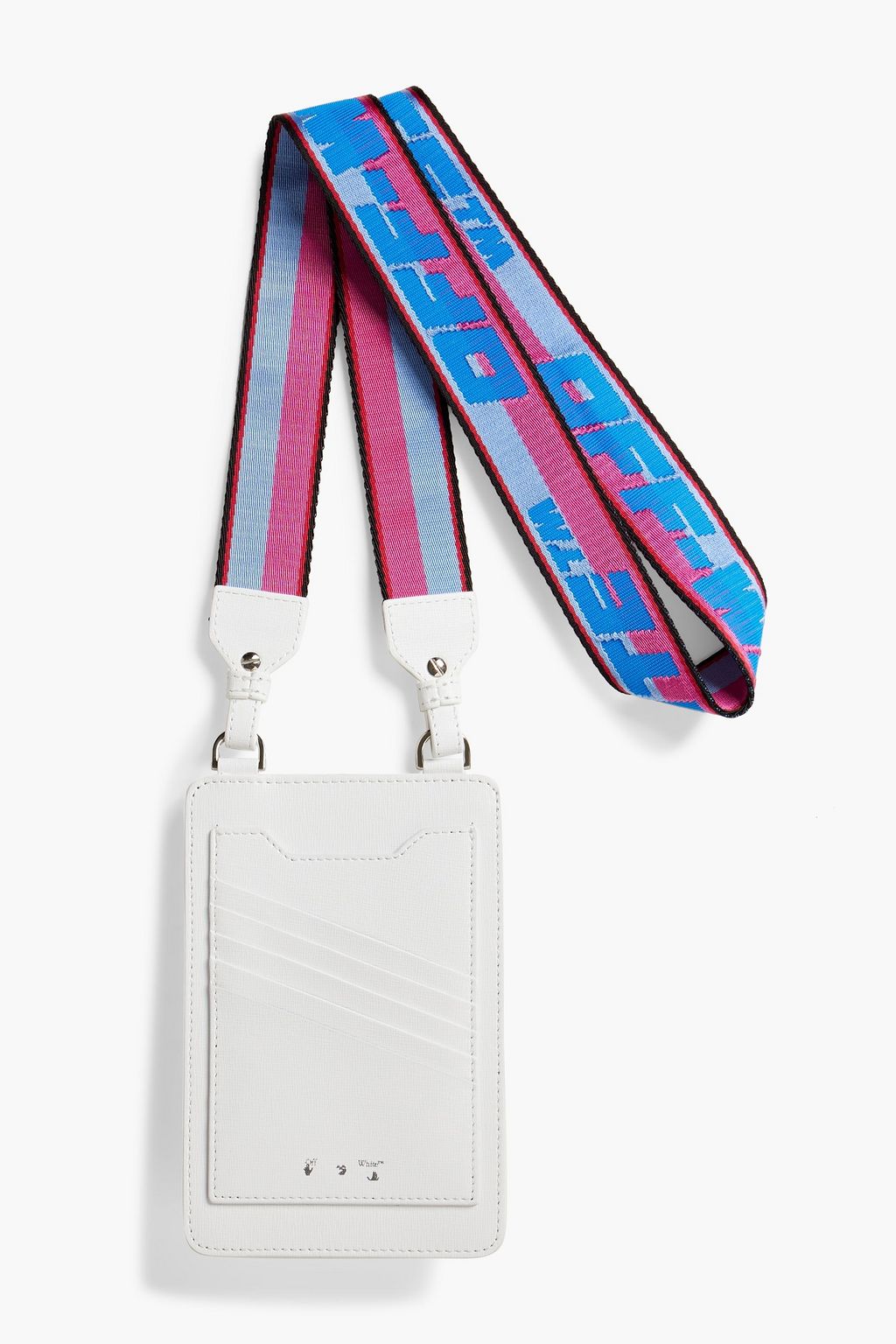 OFF-WHITE™ Striped textured-leather phone pouch