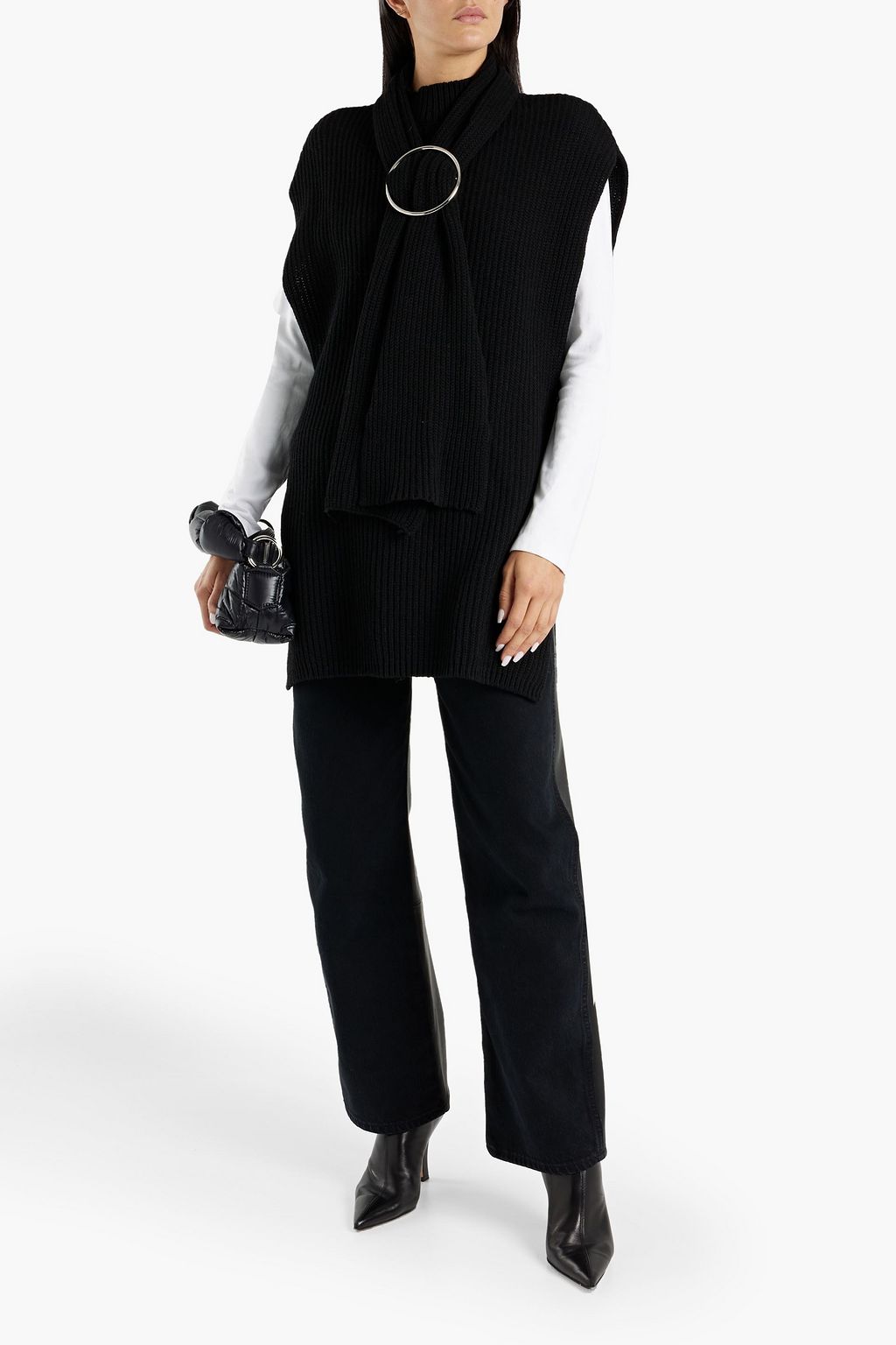 DRIES VAN NOTEN Ring-embellished knitted turtleneck vest