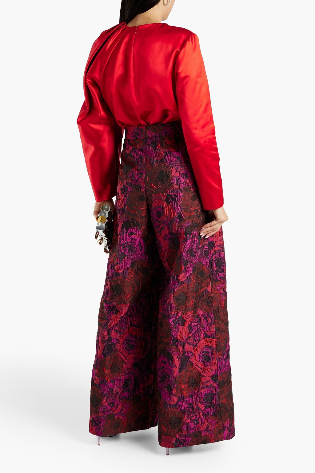 DRIES VAN NOTEN Ruched cotton and silk-blend satin blouse