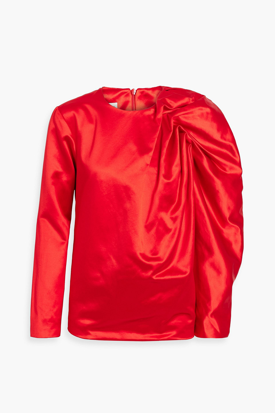 Dries Van Noten Cessa Ruched Cotton And Silk-blend Satin Blouse In Red