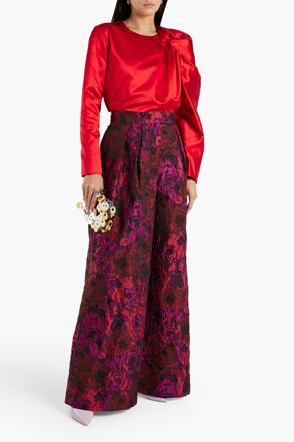DRIES VAN NOTEN Ruched cotton and silk-blend satin blouse