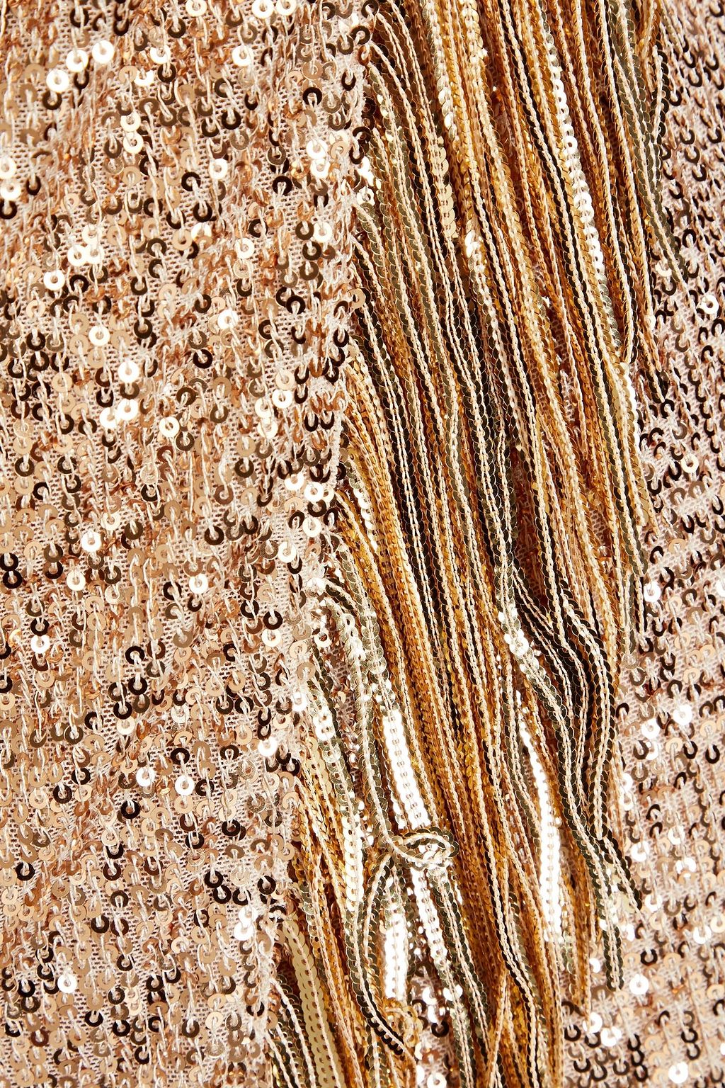 BADGLEY MISCHKA One-shoulder wrap-effect sequined mesh midi dress