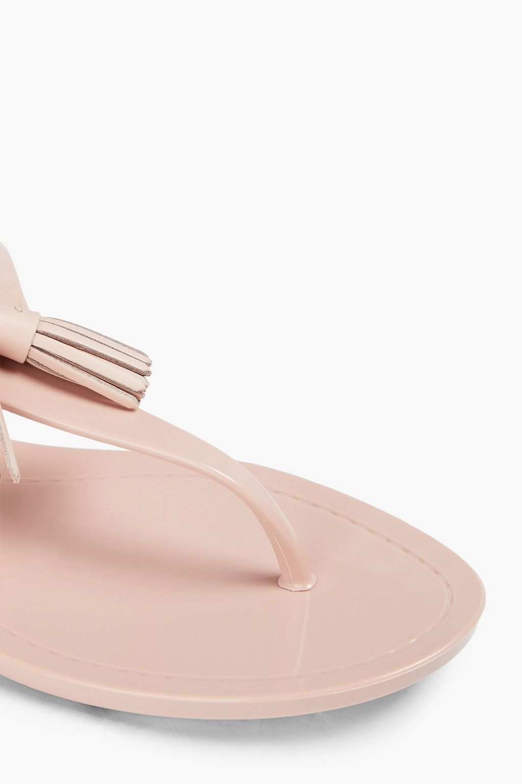 TOD'S Leather-trimmed tasseled PVC sandals