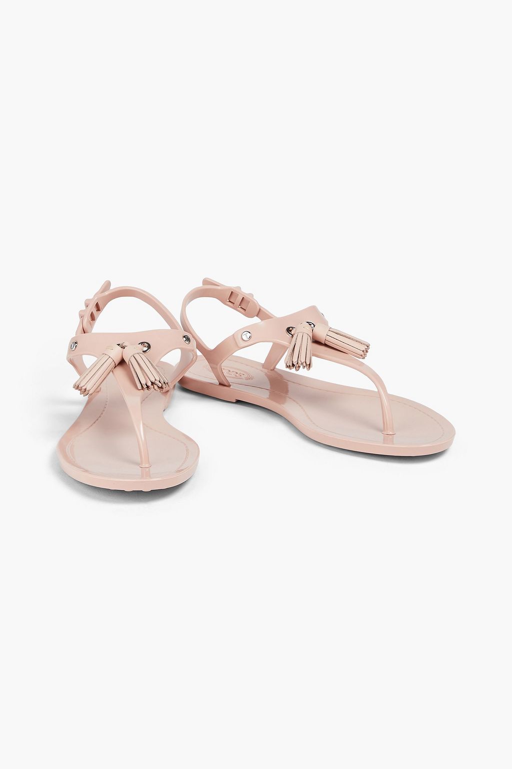 TOD'S Leather-trimmed tasseled PVC sandals