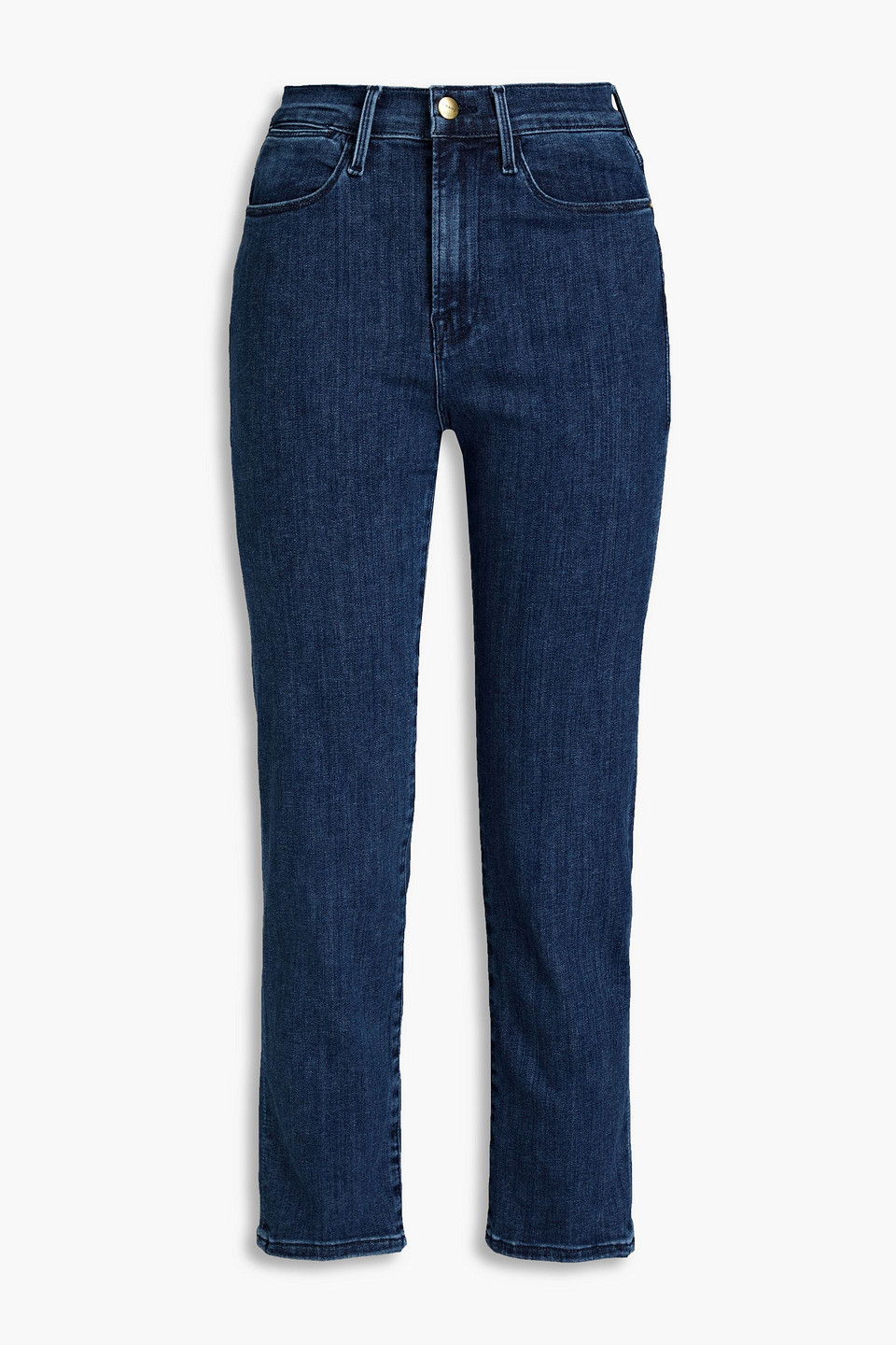 Frame Kinley Cropped High-rise Straight-leg Jeans In Mid Denim