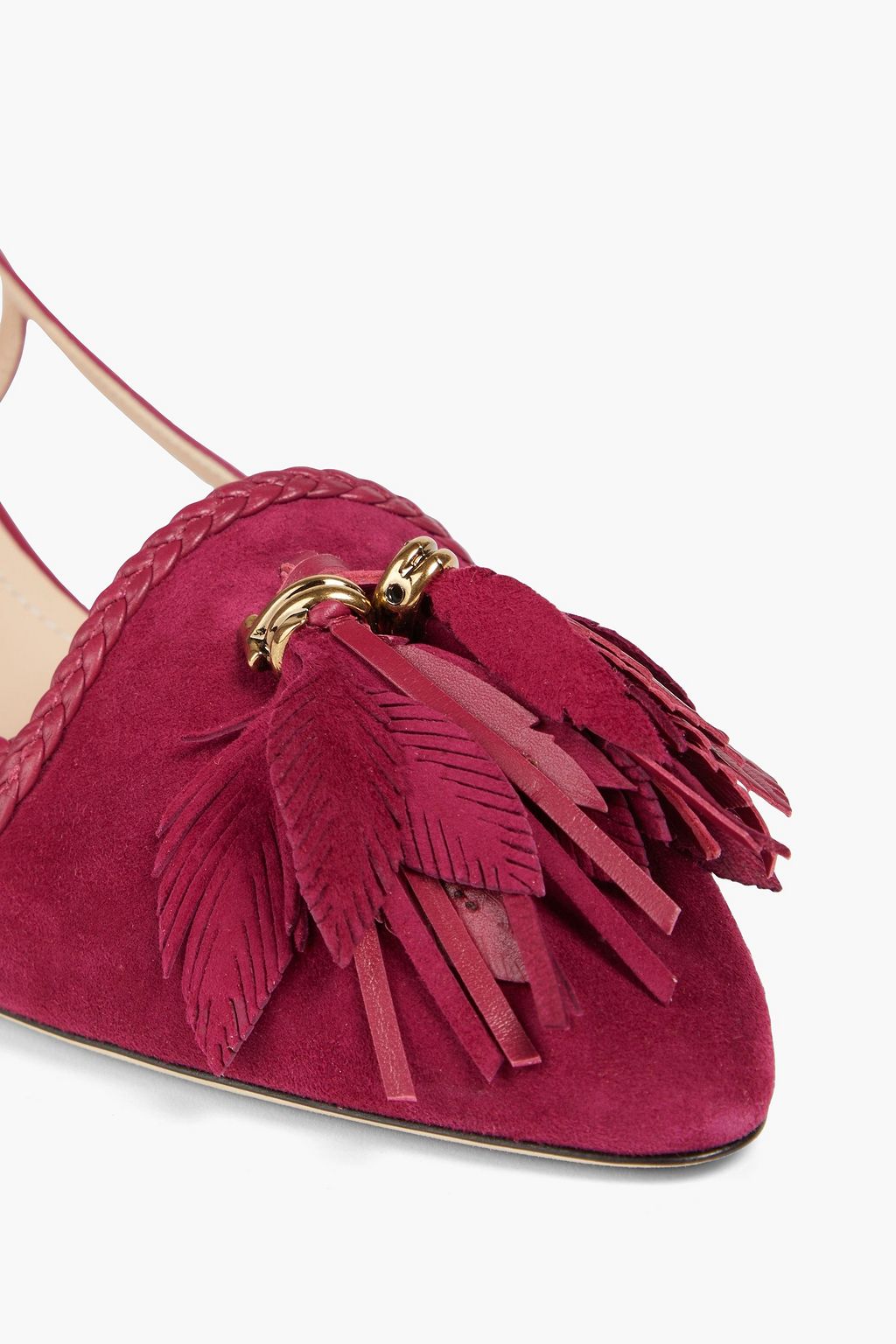 TOD'S حذاء بكعب عالٍ من الجلد السويدي مزيّن بزخارف