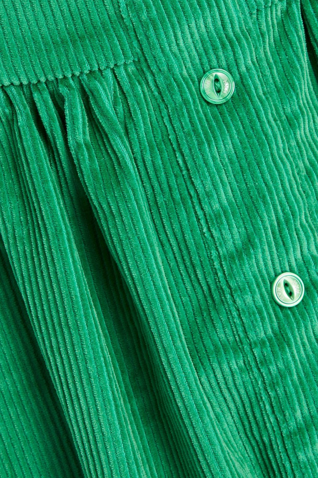 HVN Laura gathered cotton-corduroy midi dress