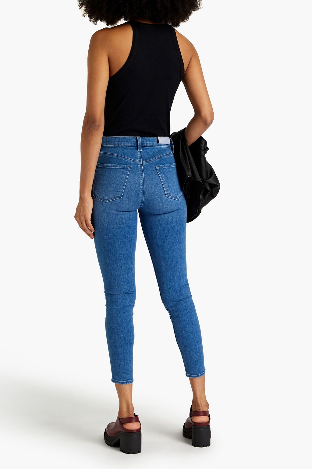 J BRAND Faded cropped high-rise skinny jeans