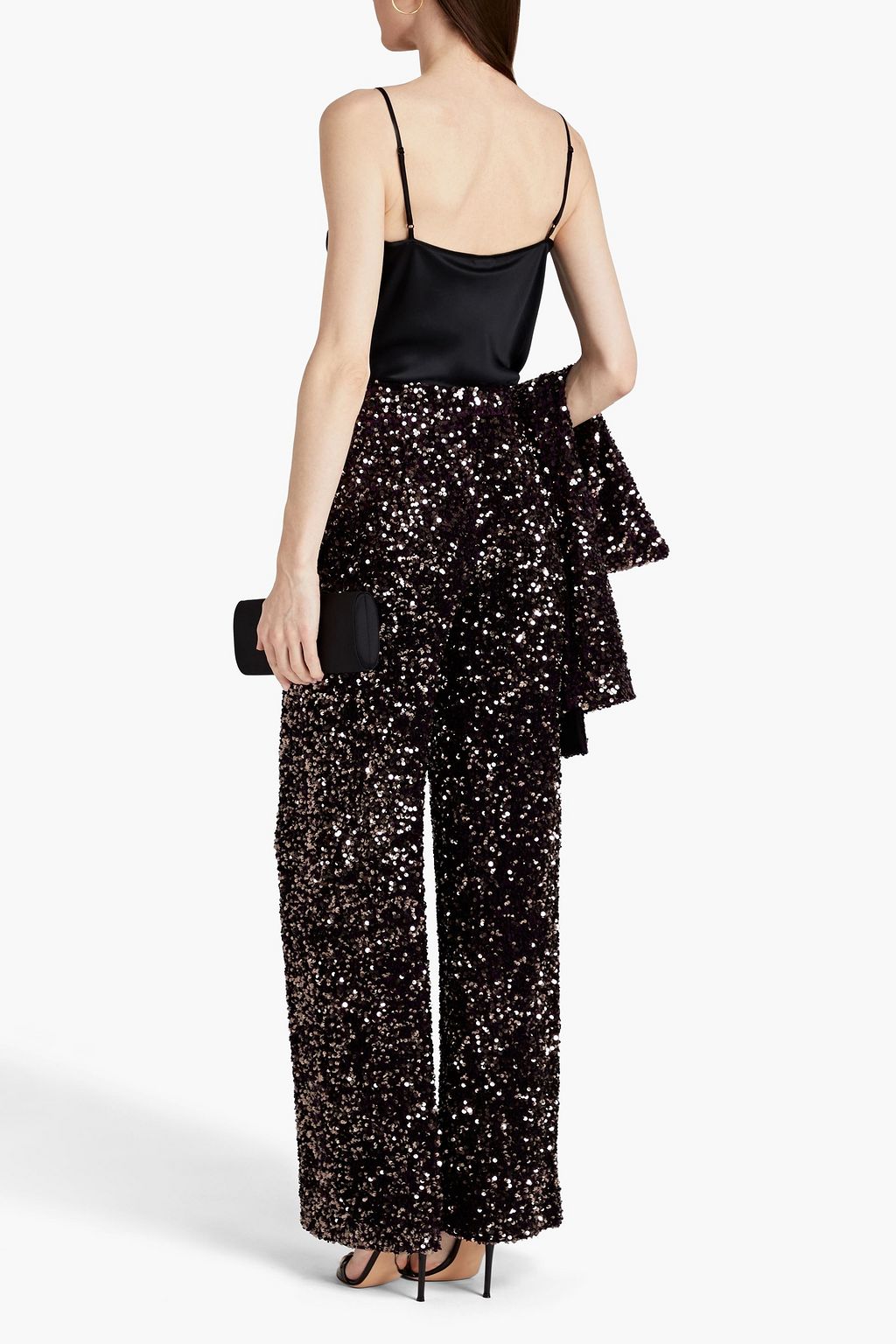 BADGLEY MISCHKA Sequined velvet wide-leg pants