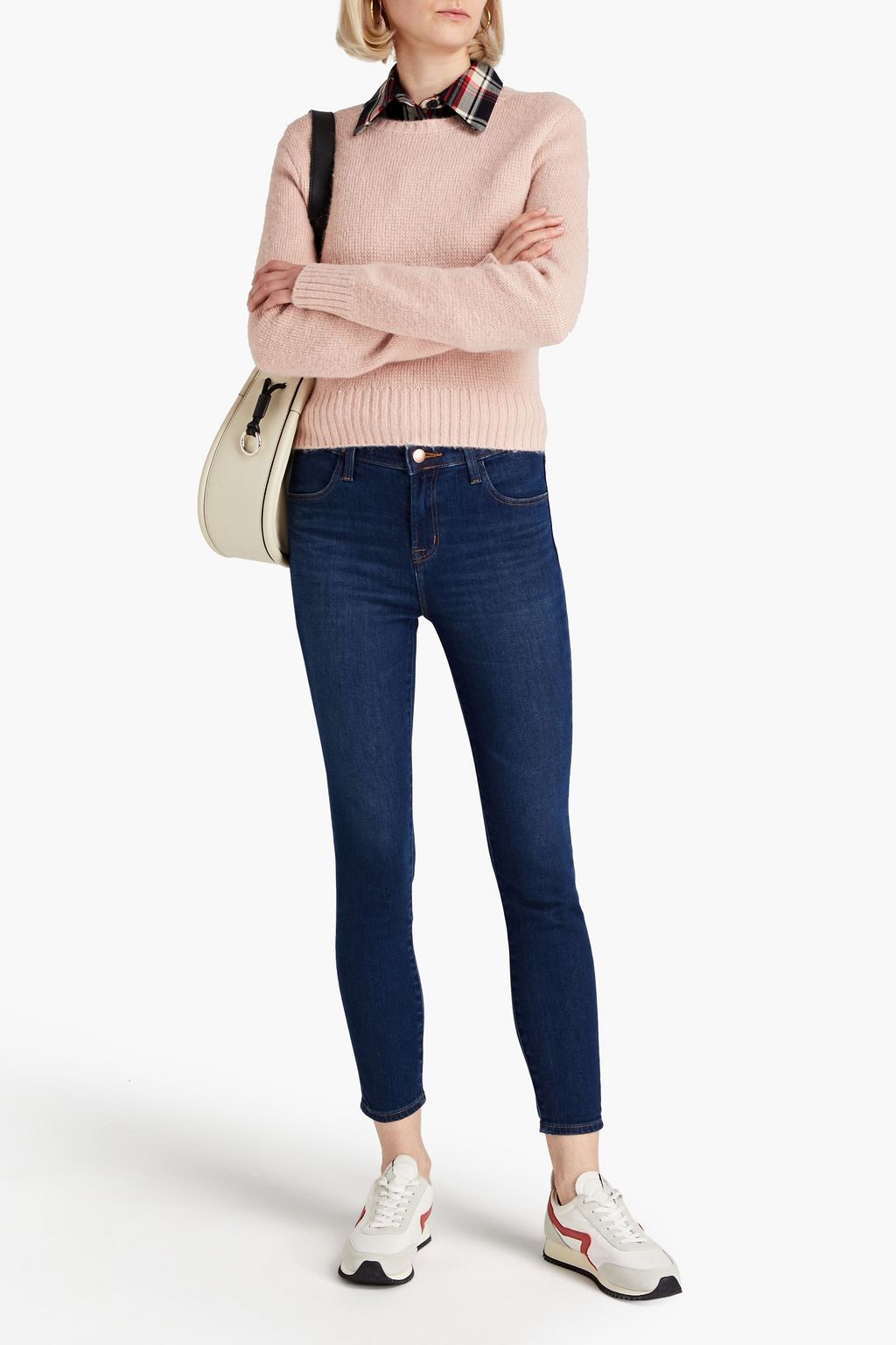 J BRAND Faded cropped high-rise skinny jeans