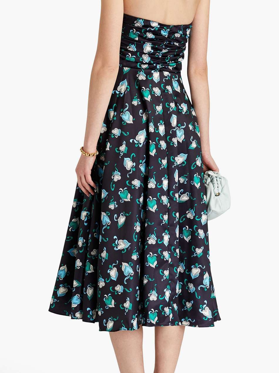 karla strapless printed satin-crepe midi dress