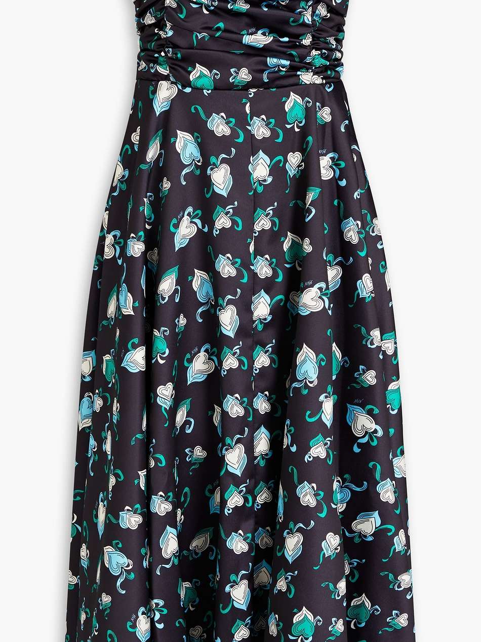 karla strapless printed satin-crepe midi dress