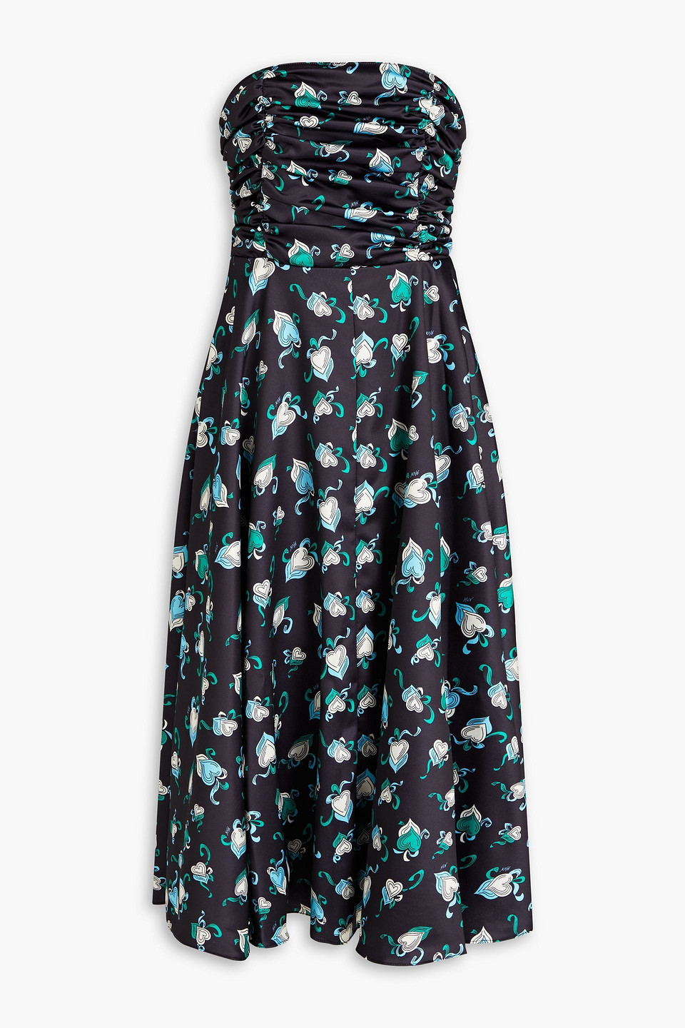 Karla strapless printed satin-crepe midi dress