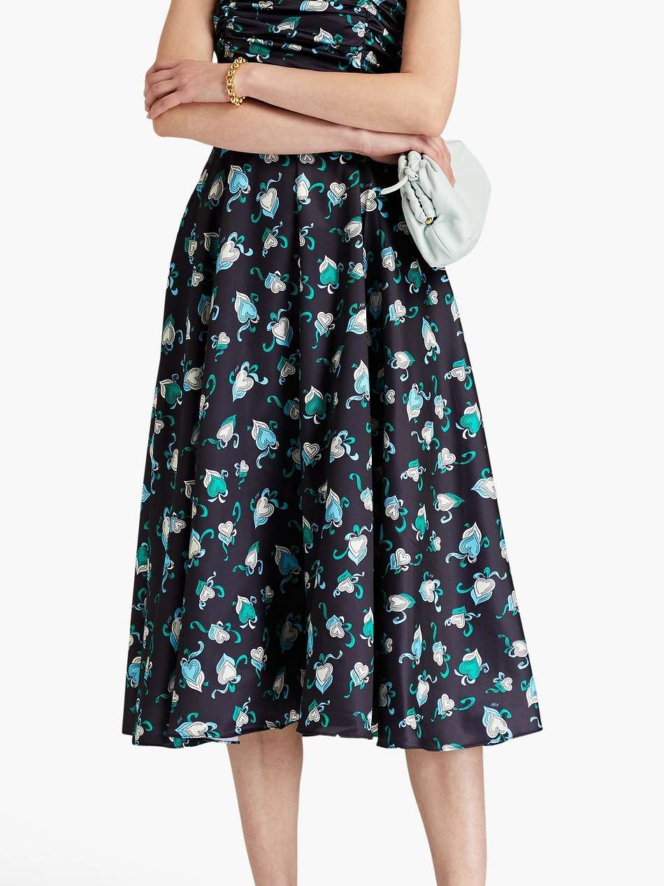 karla strapless printed satin-crepe midi dress