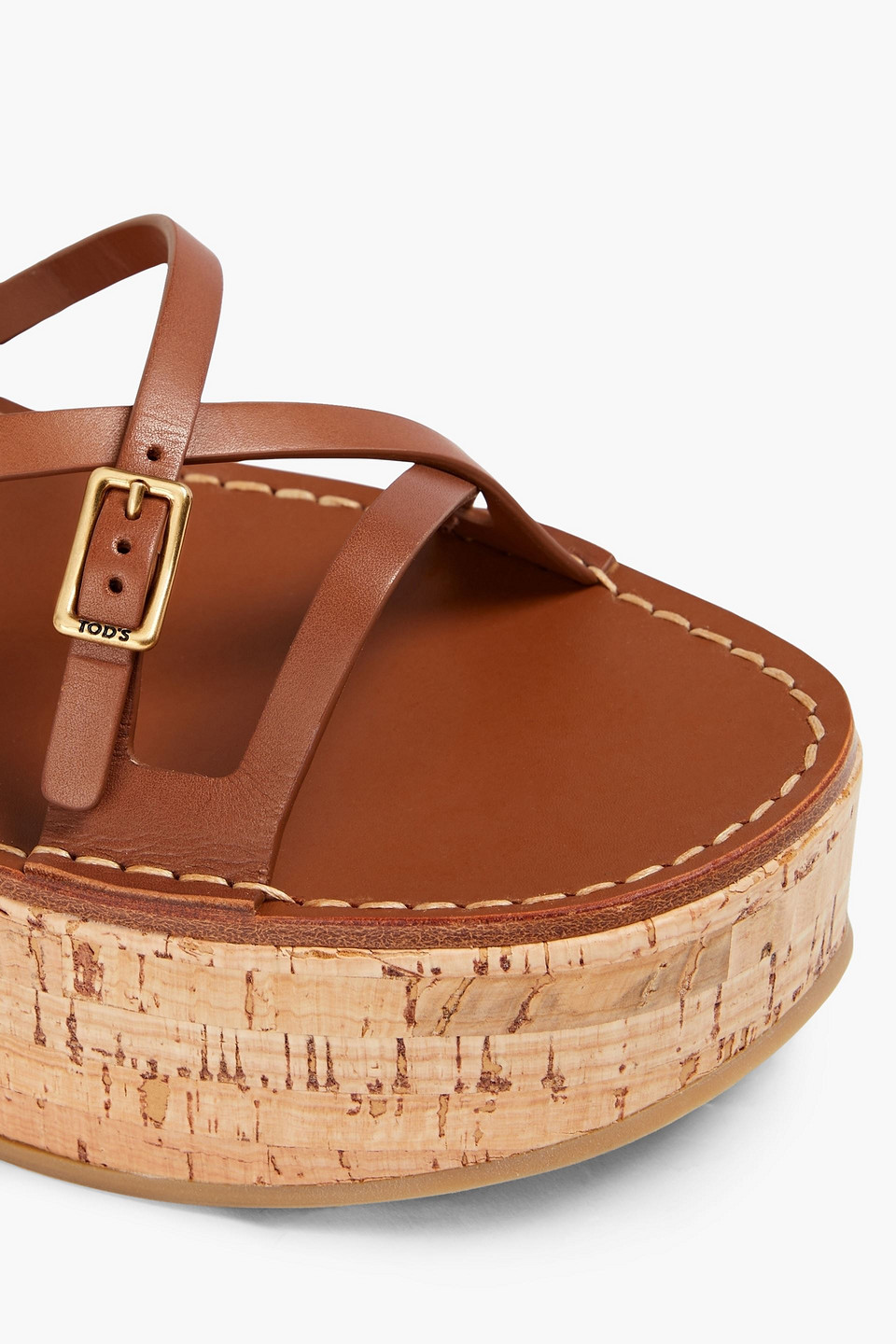 TOD'S BUCKLED LEATHER PLATFORM SANDALS 3074457345634343393