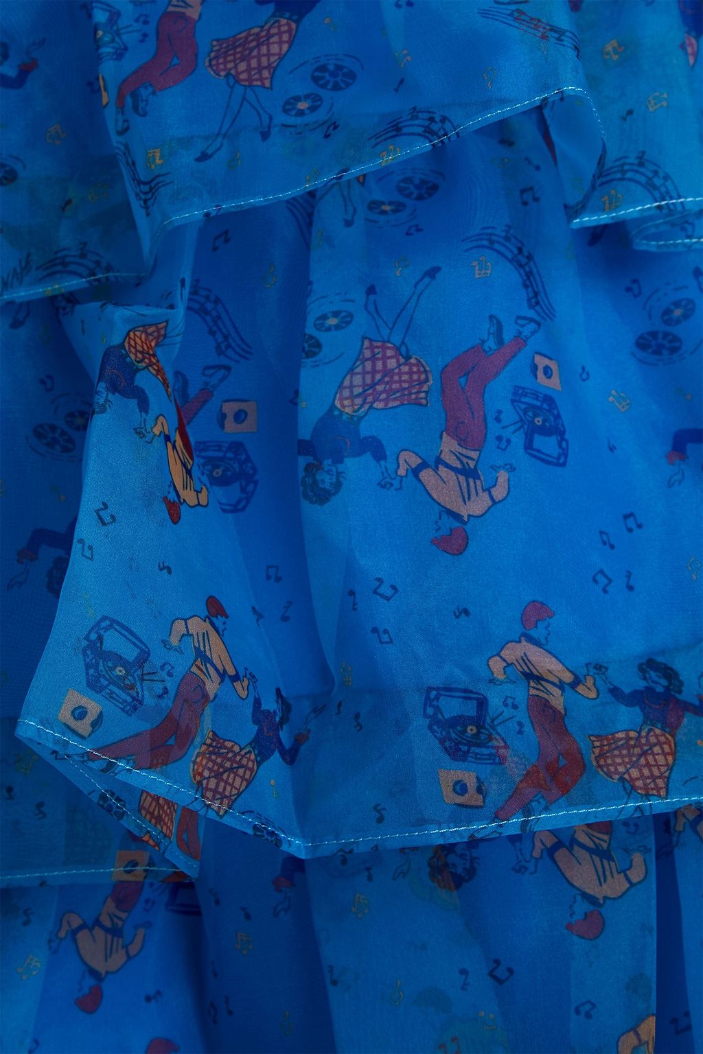 HVN Mimi tiered printed organza mini dress