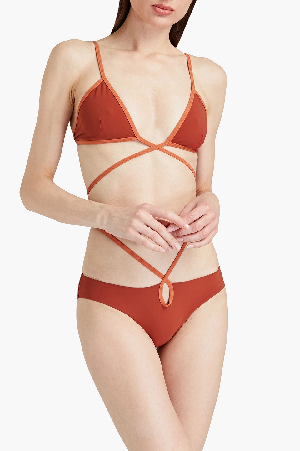  Christopher Esber - Looped Tie Tief Sitzendes Zweifarbiges Bikini-höschen Mit Cut-outs - Rot - Uk 6 