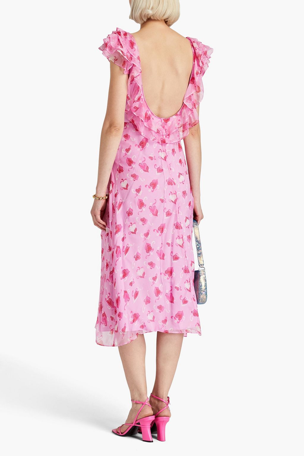 HVN Kathryn printed silk-chiffon midi dress
