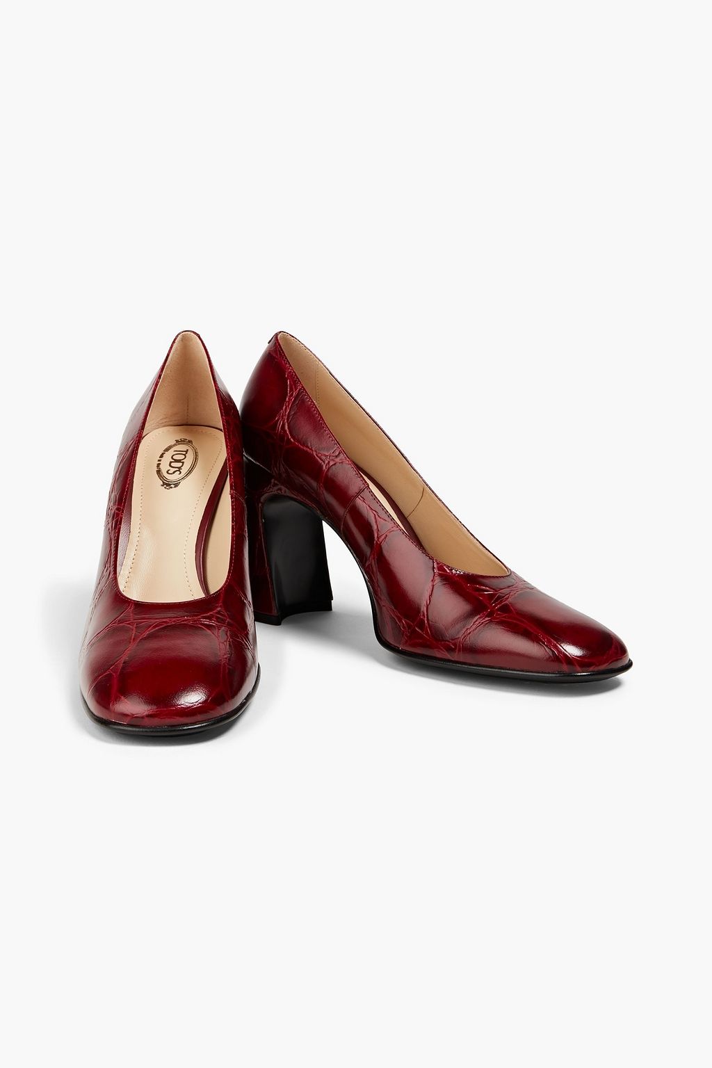 TOD'S حذاء بكعب عالٍ من الجلد بنمط جلد التمساح