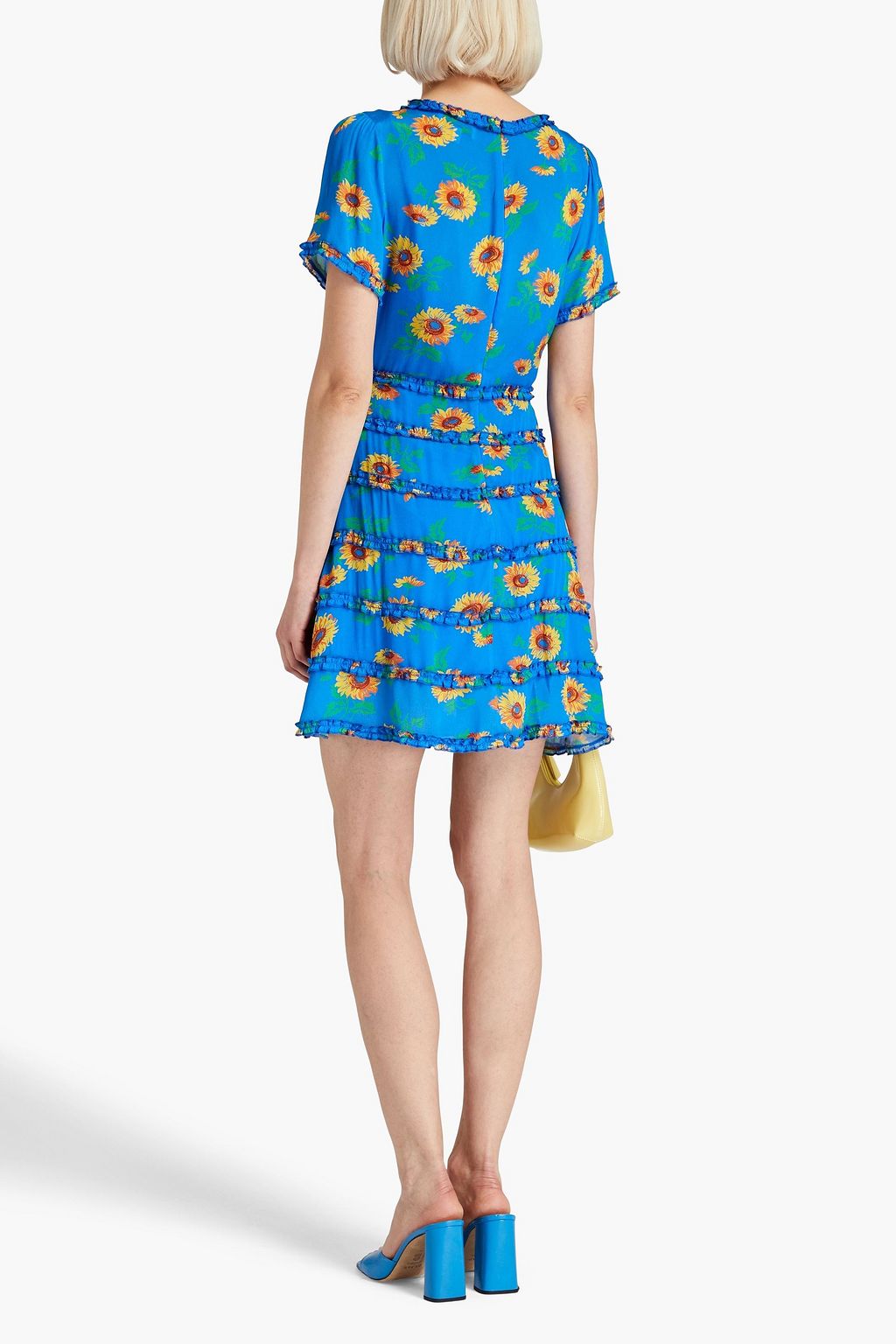 HVN Natalie tiered floral-print crepe mini dress