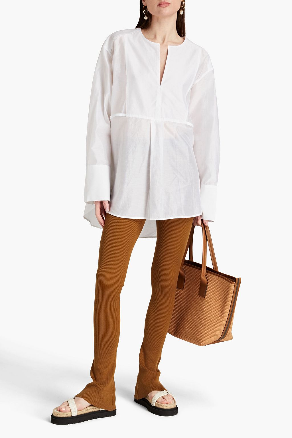 TOTEME Oversized cotton and silk-blend voile tunic