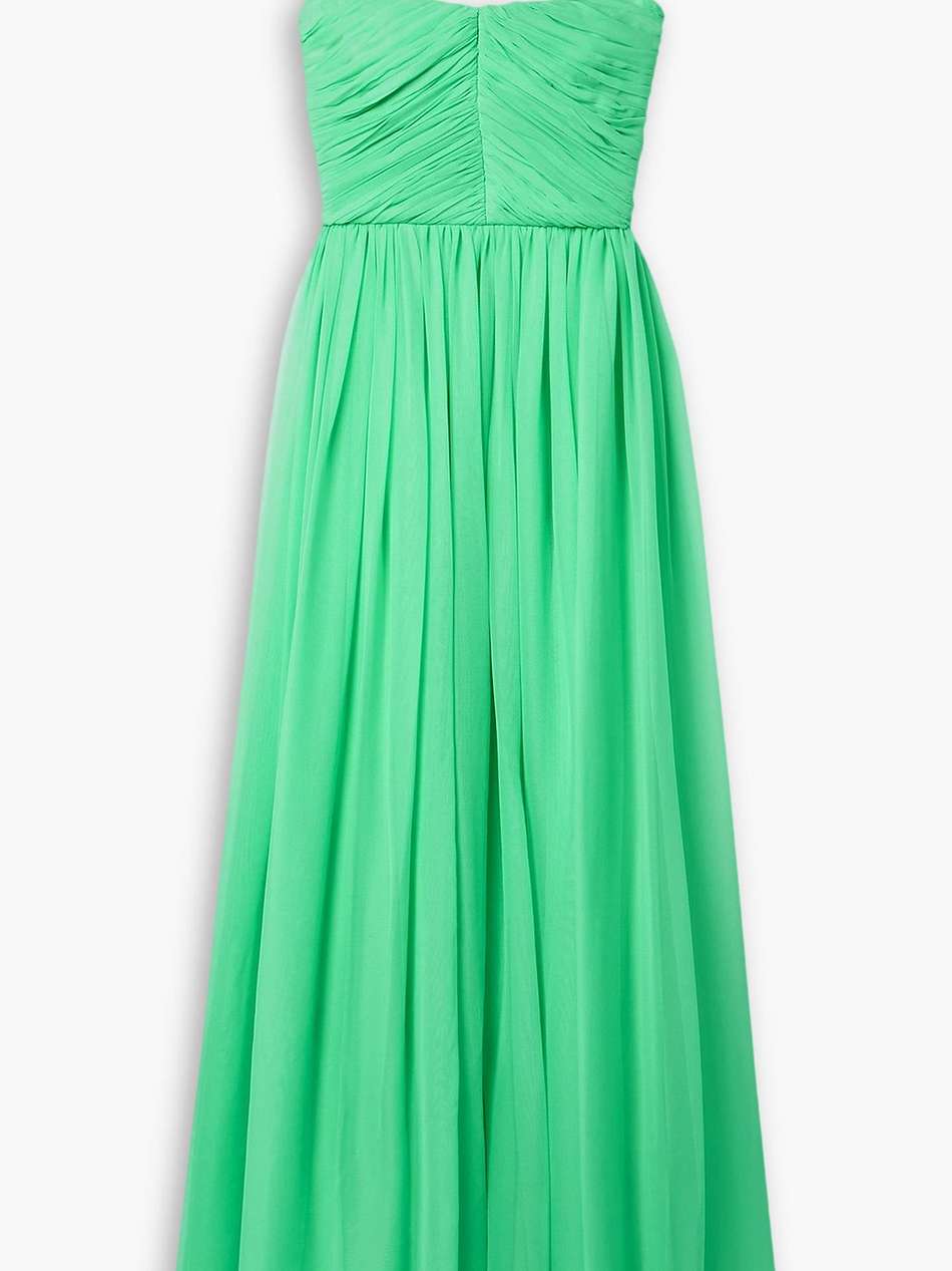 pleated silk-chiffon maxi dress