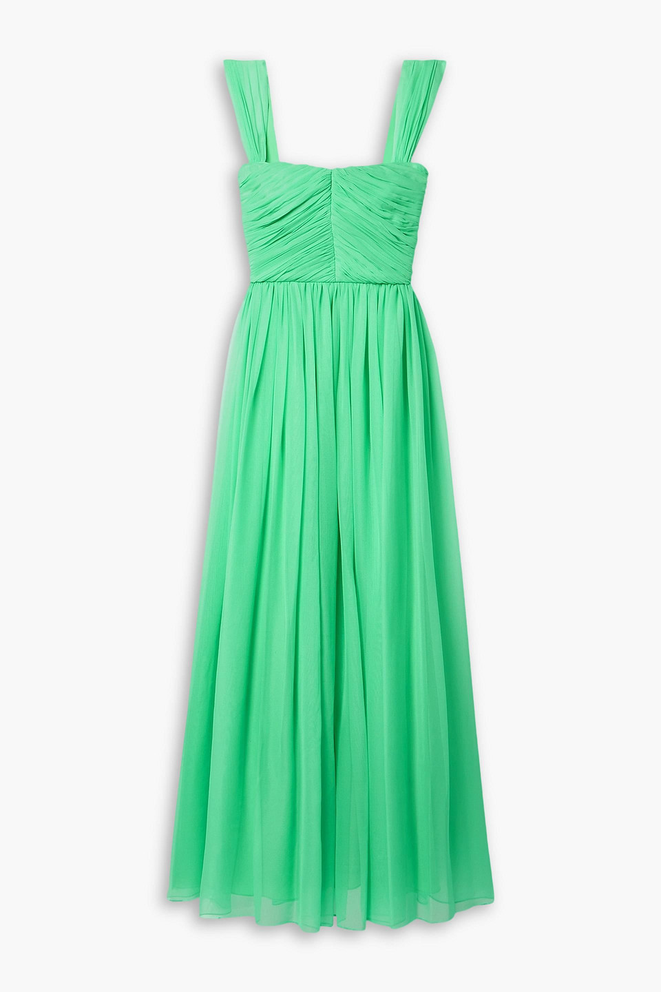 Shop Adam Lippes Pleated Silk-chiffon Maxi Dress In Mint