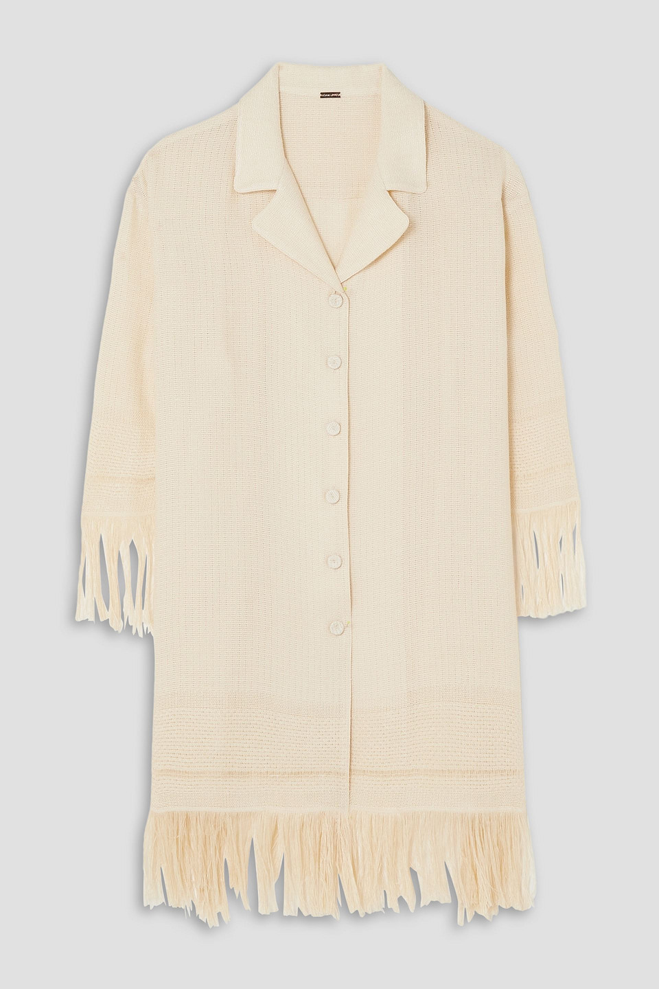 Adam Lippes Siwa Fringed Gauze Shirt In Cream